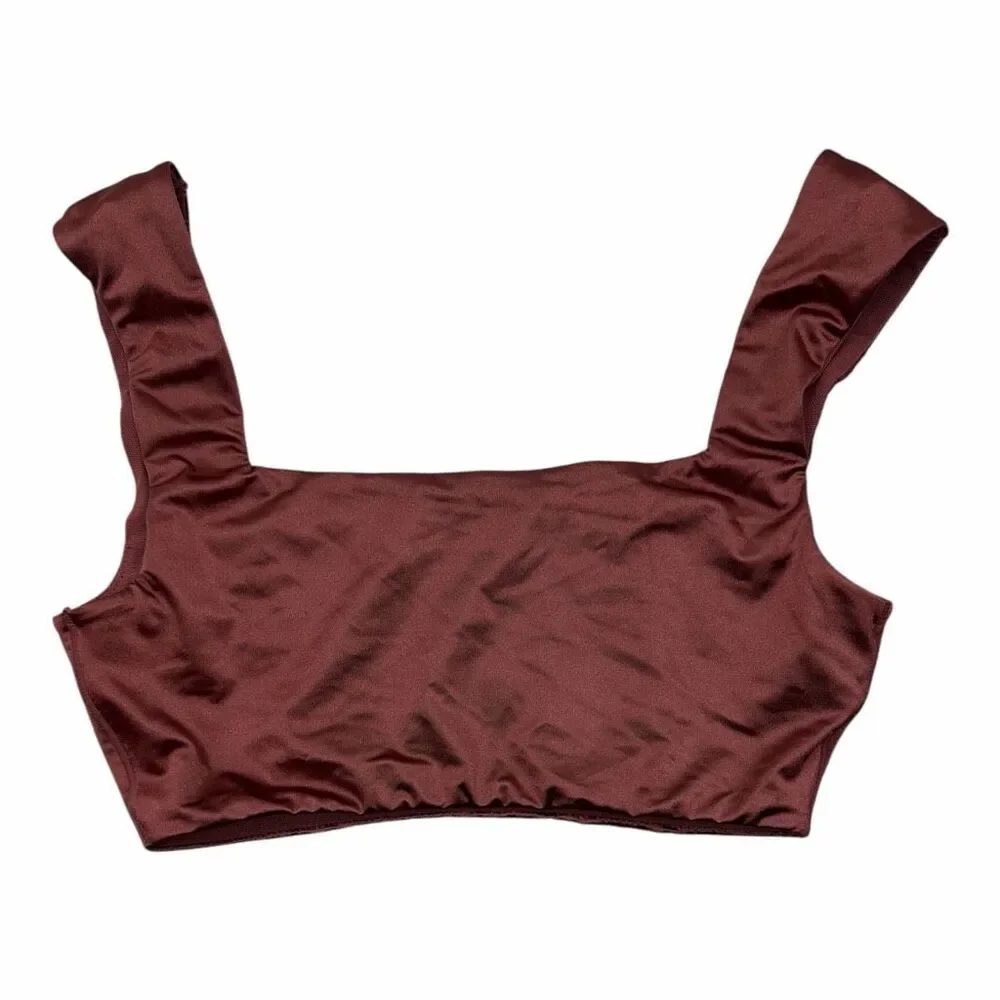 Brand New Skims Stretch Berry Satin Square Neck Bralette Size XSmall XS - Picture 5 of 6